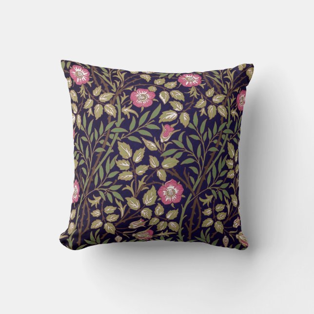 William Morris Sweet Briar Floral Art Nouveau Throw Pillow (Front)