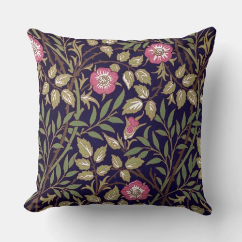 William Morris Sweet Briar Floral Art Nouveau Throw Pillow
