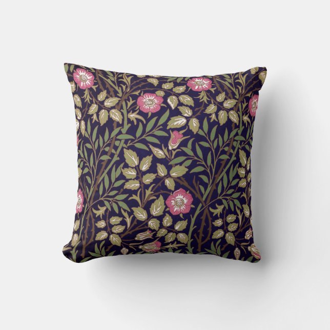 William Morris Sweet Briar Floral Art Nouveau Throw Pillow (Front)