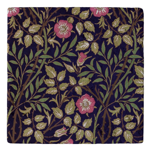 William Morris Sweet Briar Floral Art Nouveau Trivet (Front)