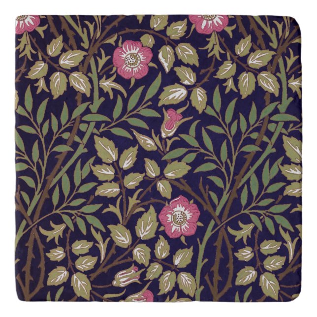 William Morris Sweet Briar Floral Art Nouveau Trivet (Front)