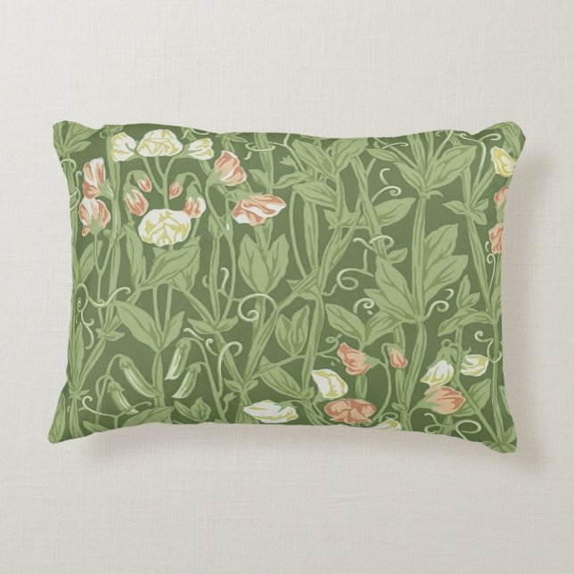 William Morris Sweet Pea Floral Design Accent Pillow (Back)