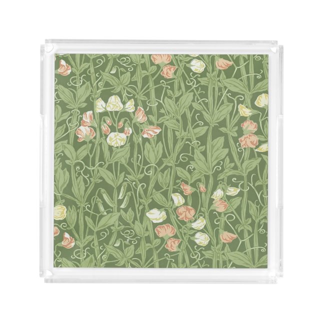William Morris Sweet Pea Floral Design Acrylic Tray (Front)