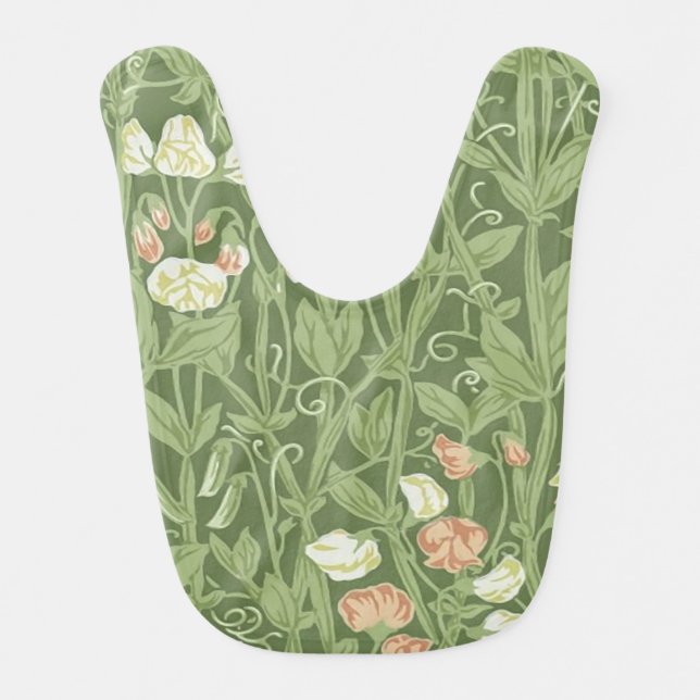 William Morris Sweet Pea Floral Design Baby Bib (Front)
