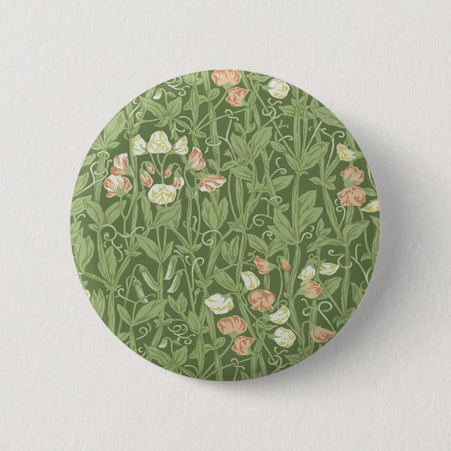 William Morris Sweet Pea Floral Design Button (Front)