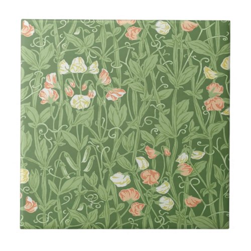 William Morris Sweet Pea Floral Design Ceramic Tile