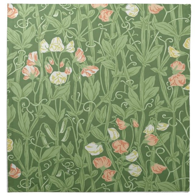 William Morris Sweet Pea Floral Design Cloth Napkin (Front)