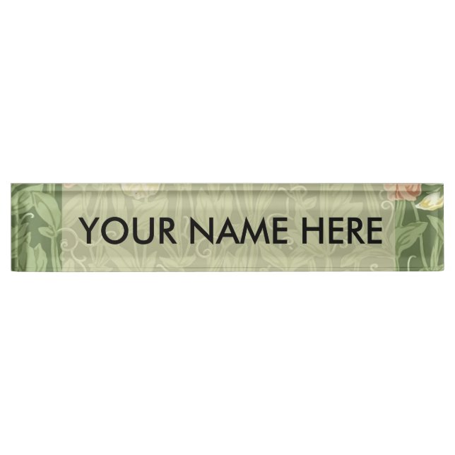 William Morris Sweet Pea Floral Design Desk Name Plate (Front)