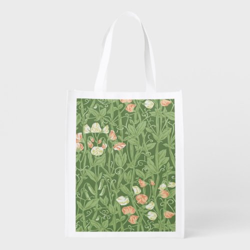 William Morris Sweet Pea Floral Design Grocery Bag