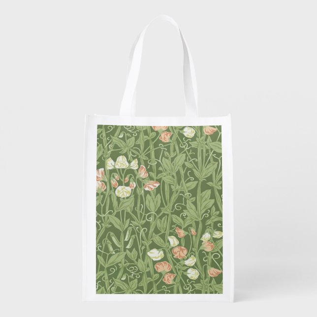 William Morris Sweet Pea Floral Design Grocery Bag (Back)