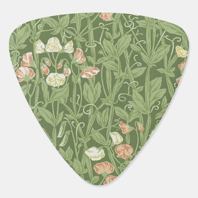 William Morris Sweet Pea Floral Design Guitar Pick (Back)