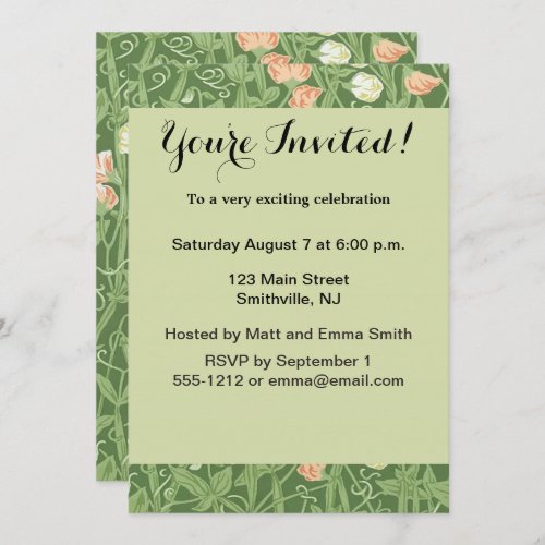 William Morris Sweet Pea Floral Design Invitation