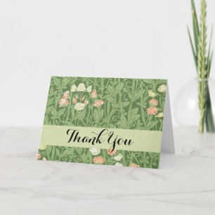 William Morris Sweet Pea Floral Design Letterpress Thank You Card
