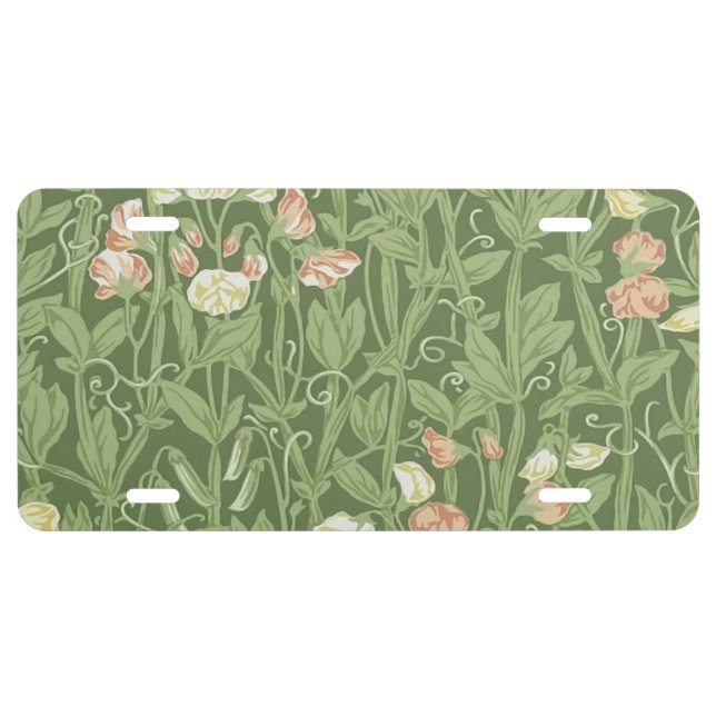 William Morris Sweet Pea Floral Design License Plate (Front)