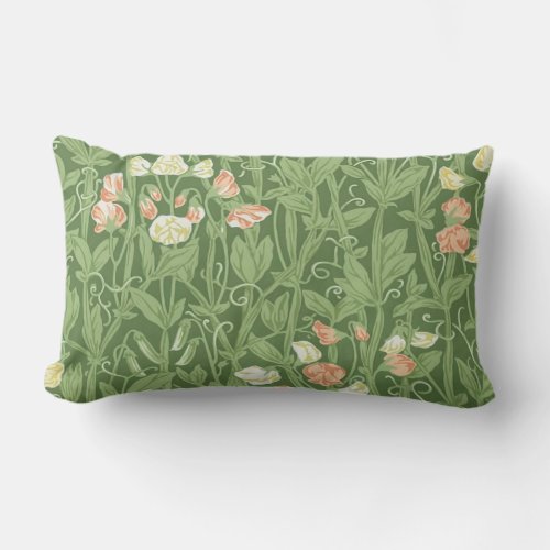William Morris Sweet Pea Floral Design Lumbar Pillow