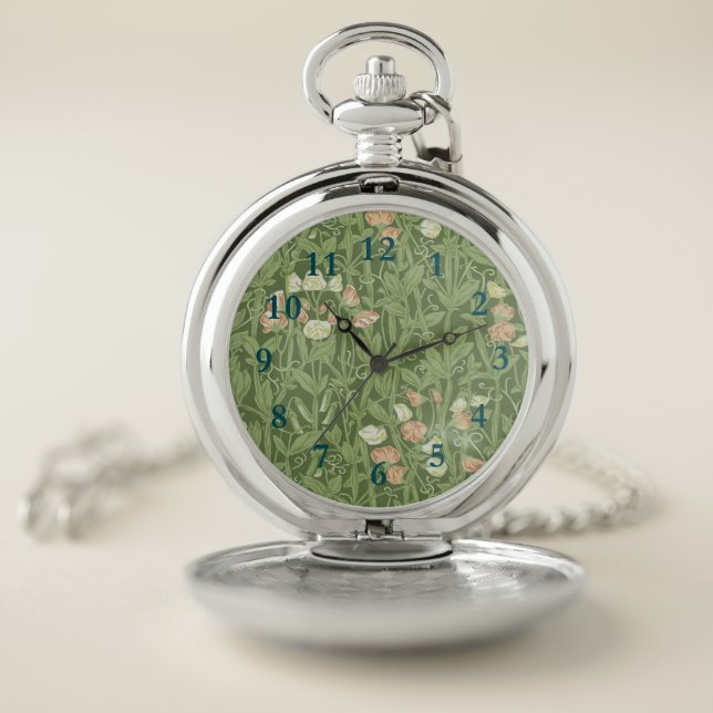 William Morris Sweet Pea Floral Design Pocket Watch (Inside)