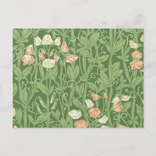 William Morris Sweet Pea Floral Design Postcard