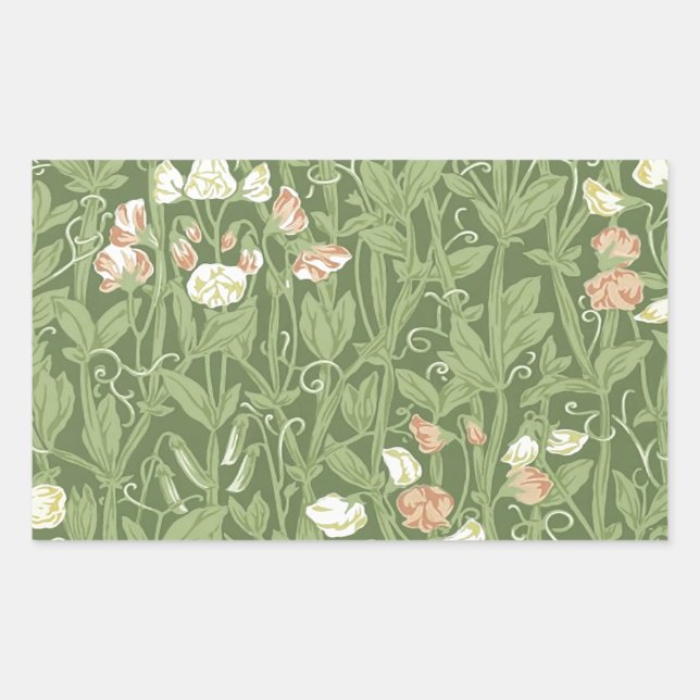 William Morris Sweet Pea Floral Design Rectangular Sticker (Front)