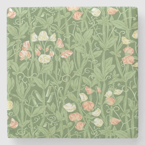 William Morris Sweet Pea Floral Design Stone Coaster