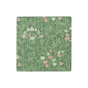 William Morris Sweet Pea Floral Design Stone Magnet