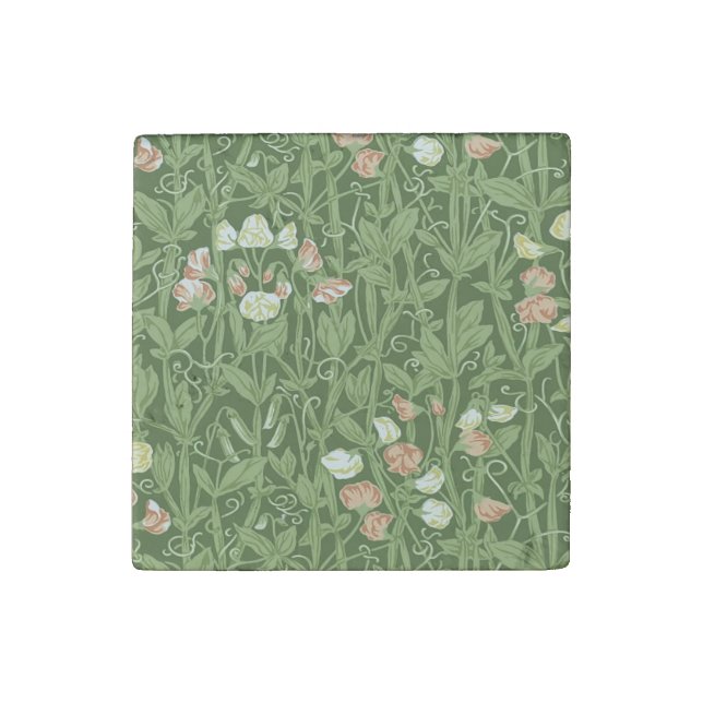 William Morris Sweet Pea Floral Design Stone Magnet (Fourth Magnet)