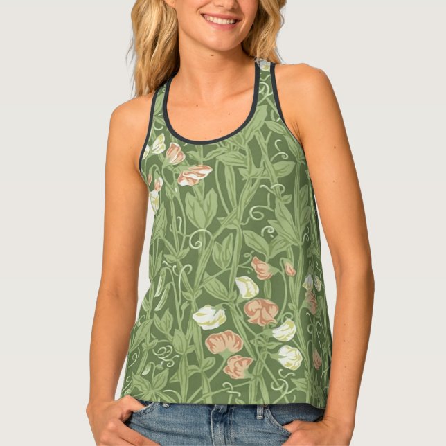 William Morris Sweet Pea Floral Design Tank Top (Front)