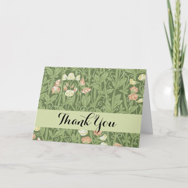 William Morris Sweet Pea Floral Design Thank You Card (Front)
