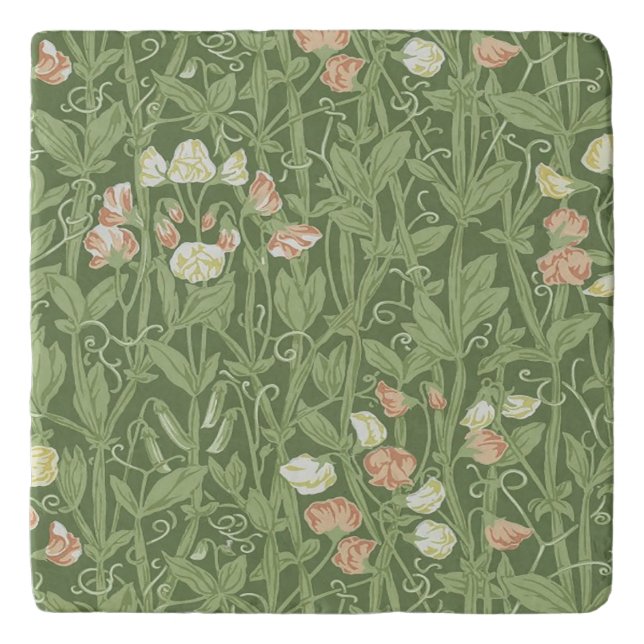 William Morris Sweet Pea Floral Design Trivet (Front)