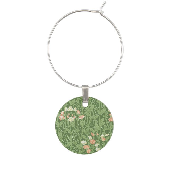 William Morris Sweet Pea Floral Design Wine Charm (Front)