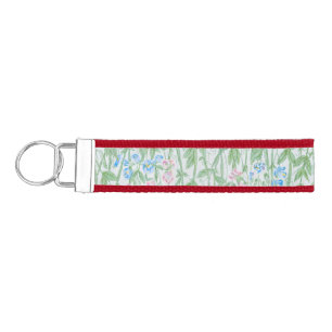 William Morris Sweet Pea Pastel Floral Art Wrist Keychain