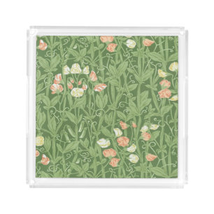 William Morris Sweet Pea Pattern Vintage Botanical Acrylic Tray