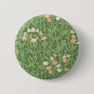 William Morris Sweet Pea Pattern Vintage Botanical Button