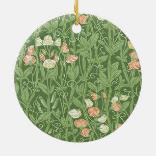 William Morris Sweet Pea Pattern Vintage Botanical Ceramic Ornament
