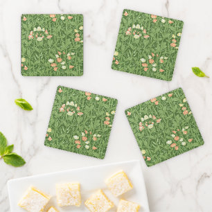 William Morris Sweet Pea Pattern Vintage Botanical Coaster Set