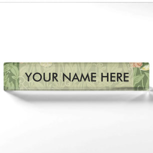 William Morris Sweet Pea Pattern Vintage Botanical Desk Name Plate