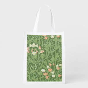 William Morris Sweet Pea Pattern Vintage Botanical Grocery Bag
