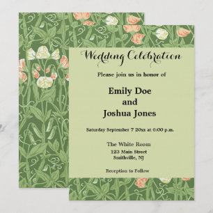 William Morris Sweet Pea Pattern Vintage Botanical Invitation