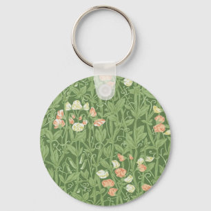 William Morris Sweet Pea Pattern Vintage Botanical Keychain