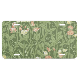 William Morris Sweet Pea Pattern Vintage Botanical License Plate