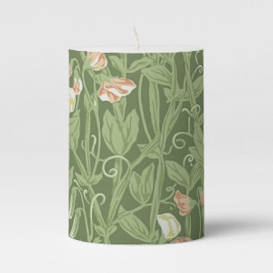 William Morris Sweet Pea Pattern Vintage Botanical Pillar Candle