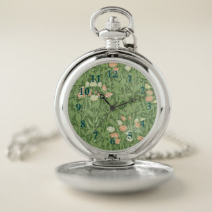 William Morris Sweet Pea Pattern Vintage Botanical Pocket Watch