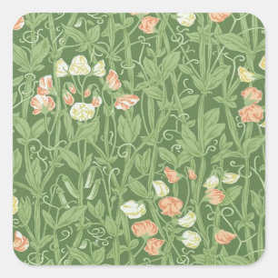 William Morris Sweet Pea Pattern Vintage Botanical Square Sticker