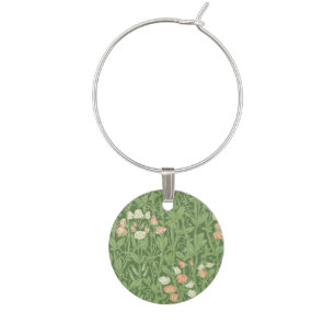William Morris Sweet Pea Pattern Vintage Botanical Wine Charm
