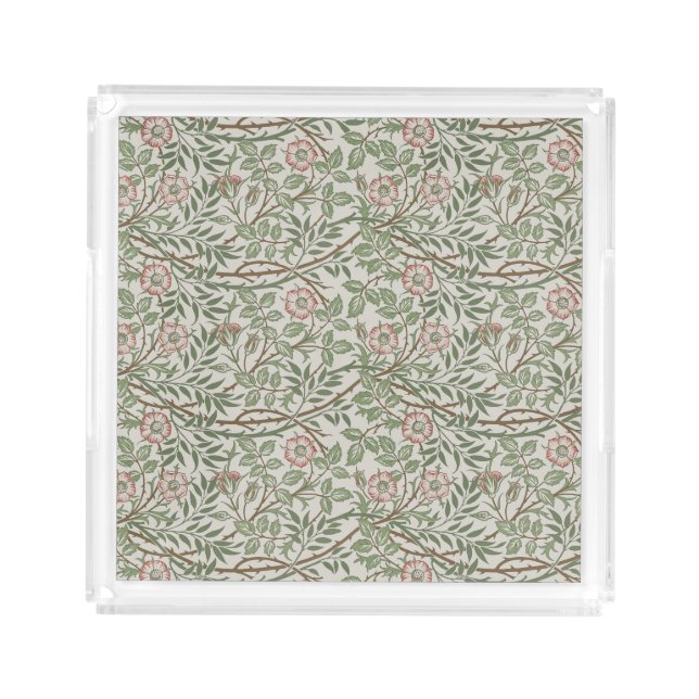 William Morris Sweetbriar Floral Art Nouveau Acrylic Tray (Front)