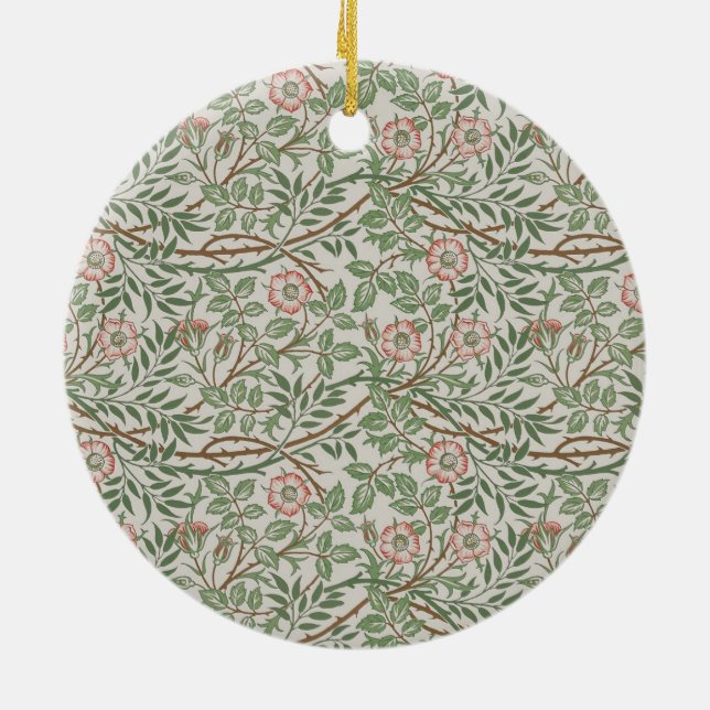 William Morris Sweetbriar Floral Art Nouveau Ceramic Ornament (Back)