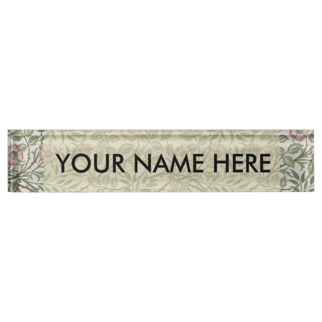 William Morris Sweetbriar Floral Art Nouveau Desk Name Plate (Front)