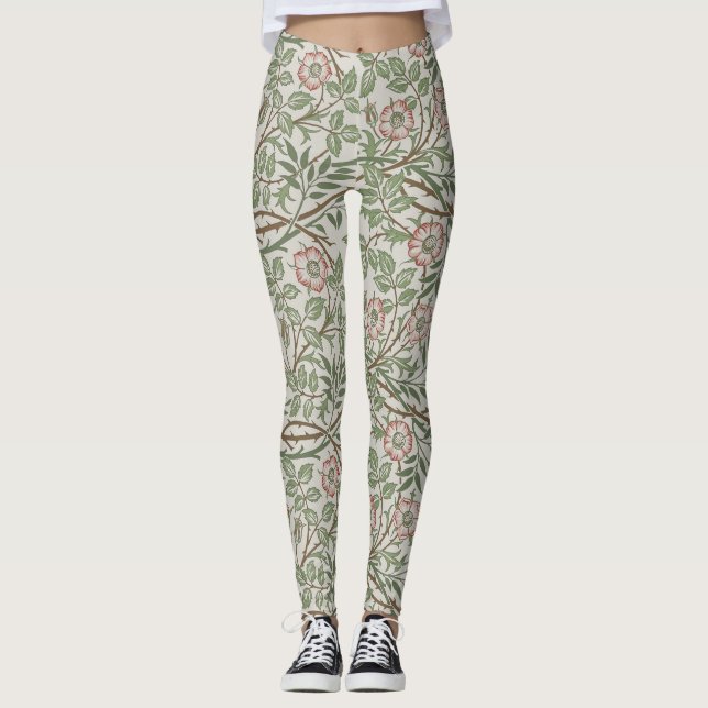 William Morris Sweetbriar Floral Art Nouveau Leggings (Front)