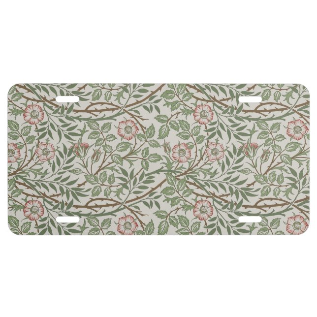 William Morris Sweetbriar Floral Art Nouveau License Plate (Front)