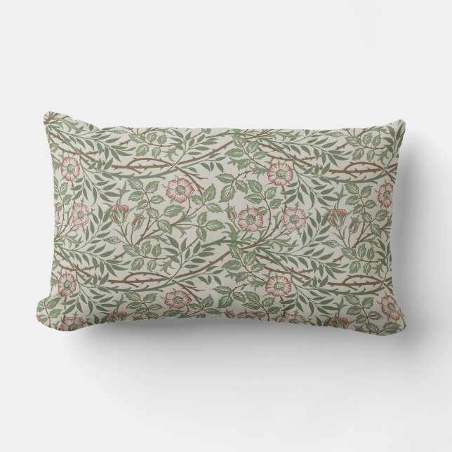 William Morris Sweetbriar Floral Art Nouveau Lumbar Pillow (Front)