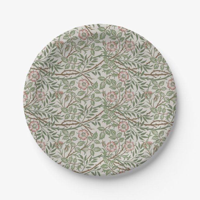 William Morris Sweetbriar Floral Art Nouveau Paper Plates (Front)